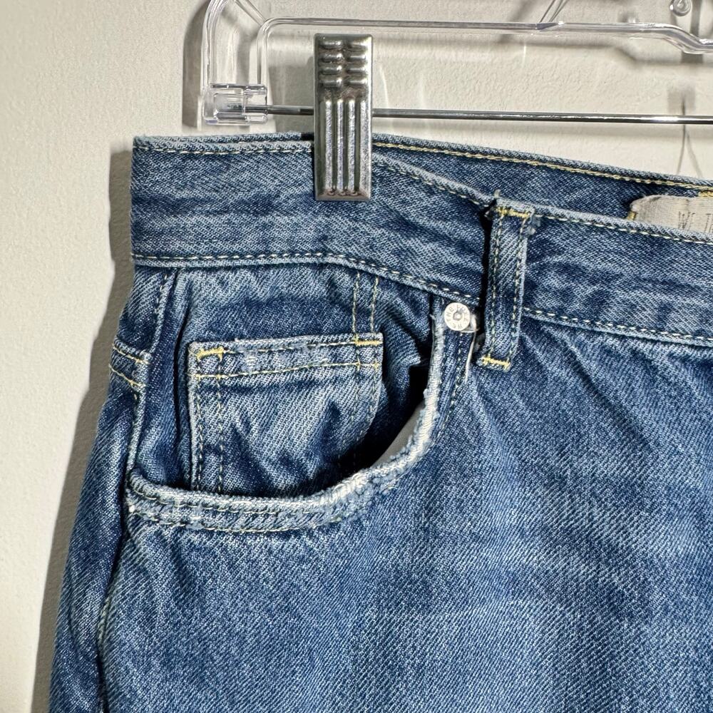 Free People We the Free Denim Jeans Women 27 Blue Med Wash Distressed Button Fly - Picture 6 of 11